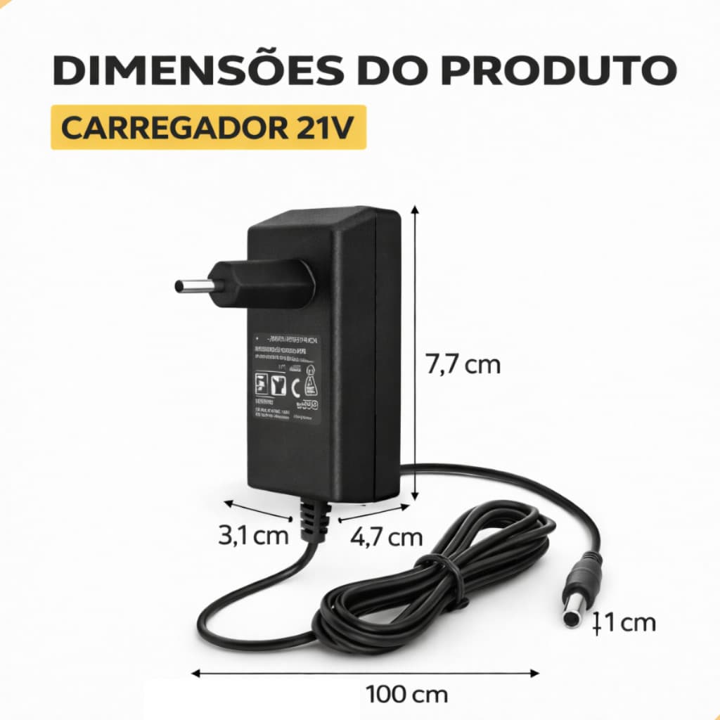 Fonte Carregador Bivolt 21V para Parafusadeira  Carga Rápida Bomvink