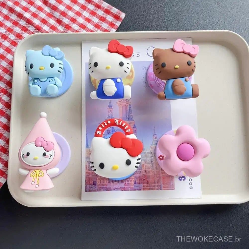 Suporte de gato 3D fofo, adequado para capas de celular magnéticas. Retrátil e destacável.