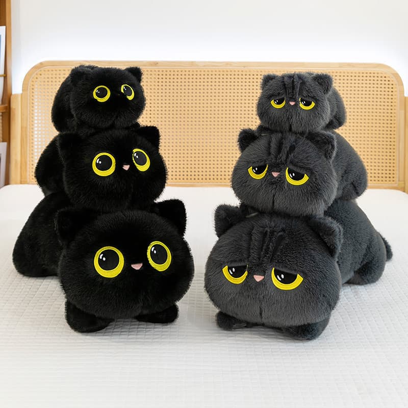 Bonito filhote de cachorro gato preto boneca travesseiro brinquedo de pelúcia crianças segurando dormir boneca meninos m