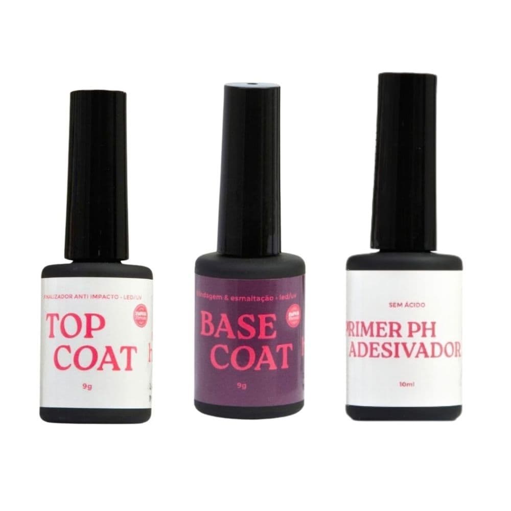 Kit HQZ 1 Base Coat 1 Top Coat 1 Primer PH Adesivador