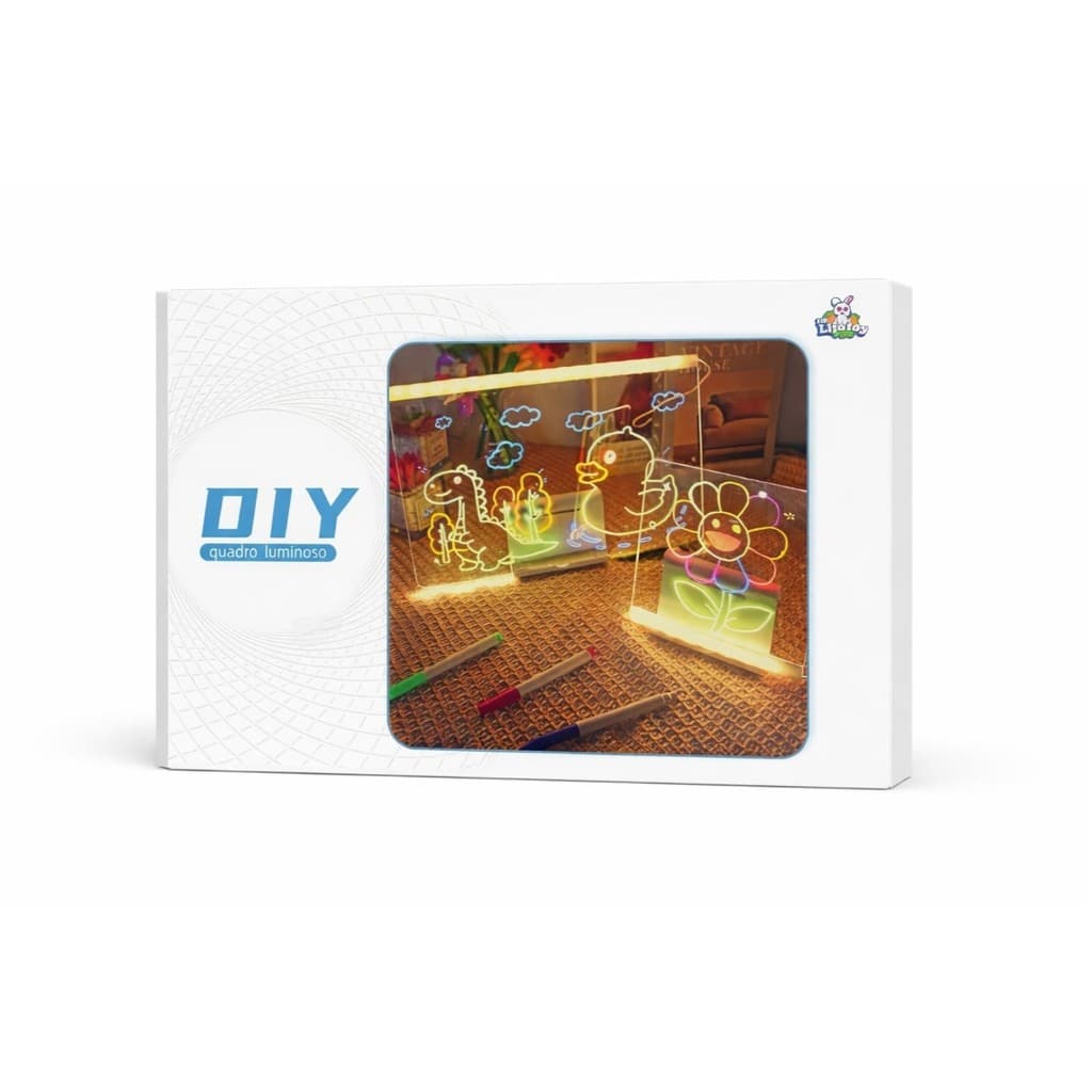 Quadro LED Acrílico Educacional com Canetas Coloridas
