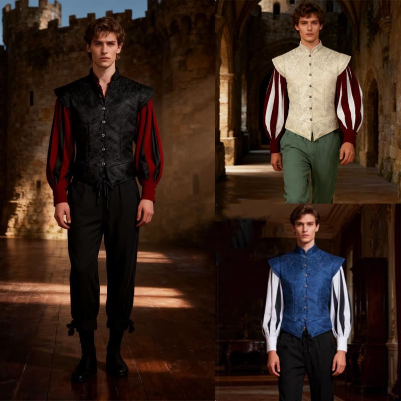Homens Medieval Steampunk Traje Vitoriano Vintage Tudor Príncipe Rei Cosplay Adulto Halloween Carnaval Festa Outfit