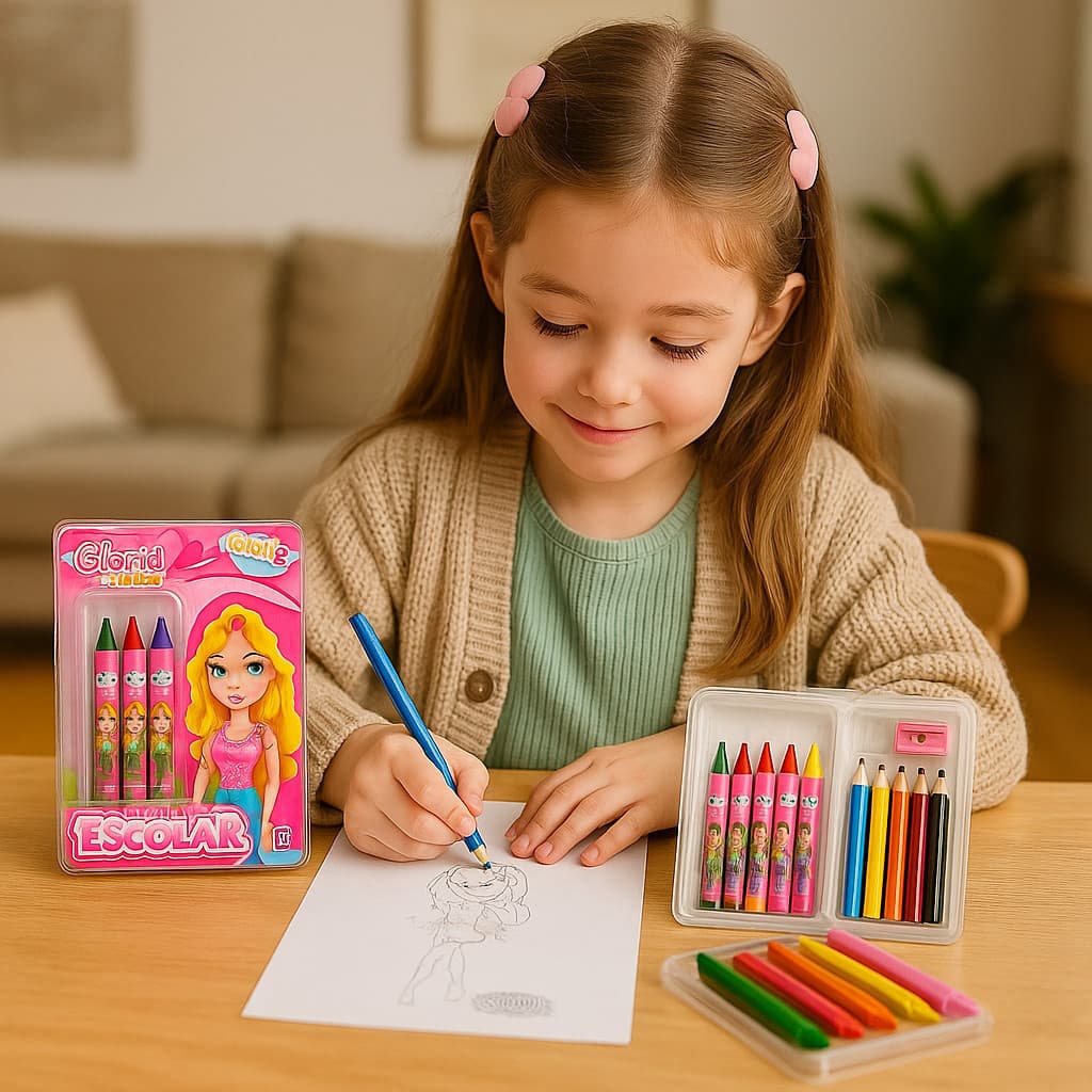 Estojo Escolar Infantil Desenho Lápis Caneta Giz Presente Material Colorir