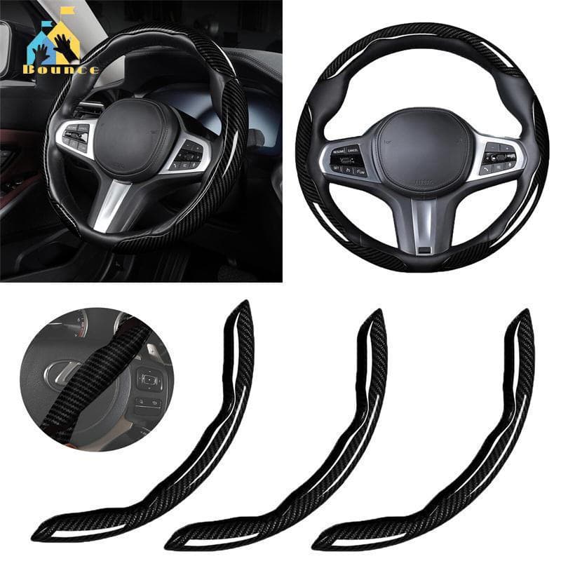 Bbounce 3 Peças 38cm Capa De Volante De Carro De Fibra De Carbono Protetora Antiderrapante Acessórios De Estilo Segmenta
