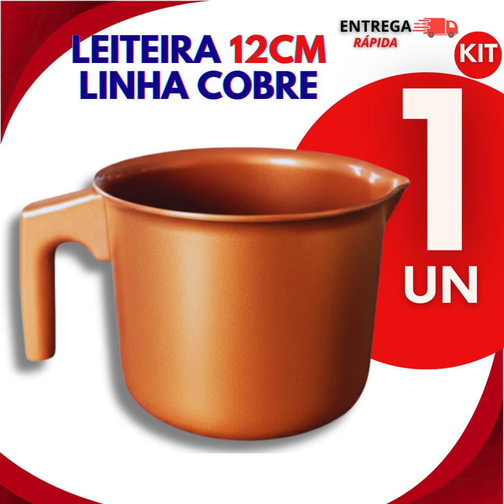 01 Leiteira Caneca 12cm Estilo Cobre Cerâmica Antiaderente Não Gruda Fervedor Leite Chá Multiuso