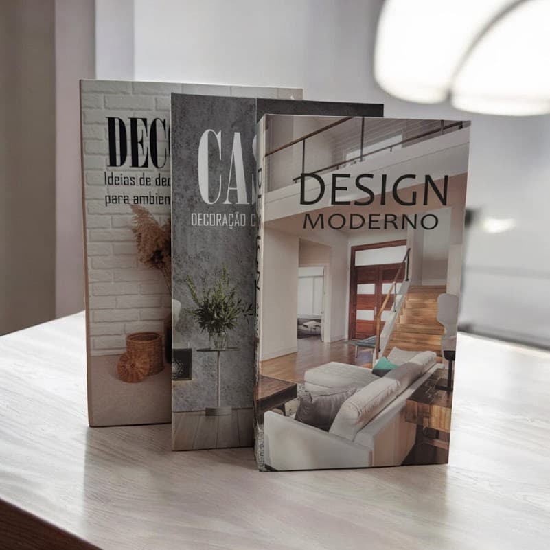 Conjunto De 3 Caixa Decorativa Livros Sala Decoração Design Moderno