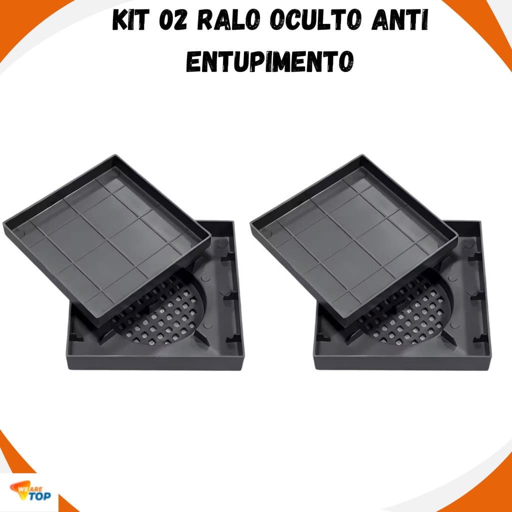 Kit 2 Ralo 10x10 Oculto Para Box Banheiro Em PP Anti Entupimento Filtro de Cabelo Protetor de Ralo Universal Top