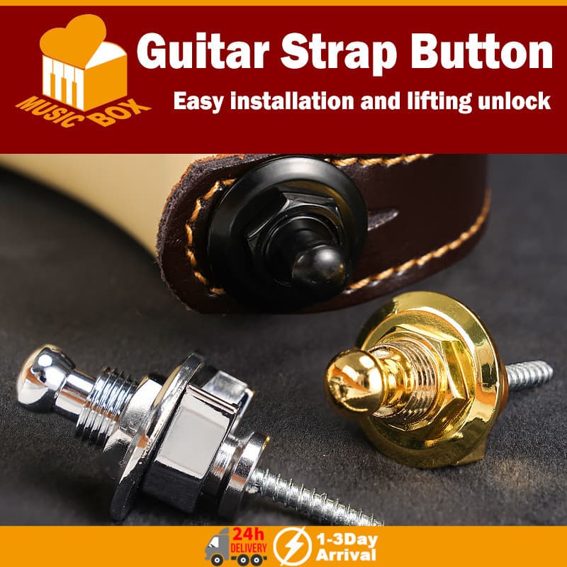 Bloqueio De Cinta De Guitarra 1 Peça Botão De Metal Resistente Straplock De Segurança Para Baixo Acústica Elétrica