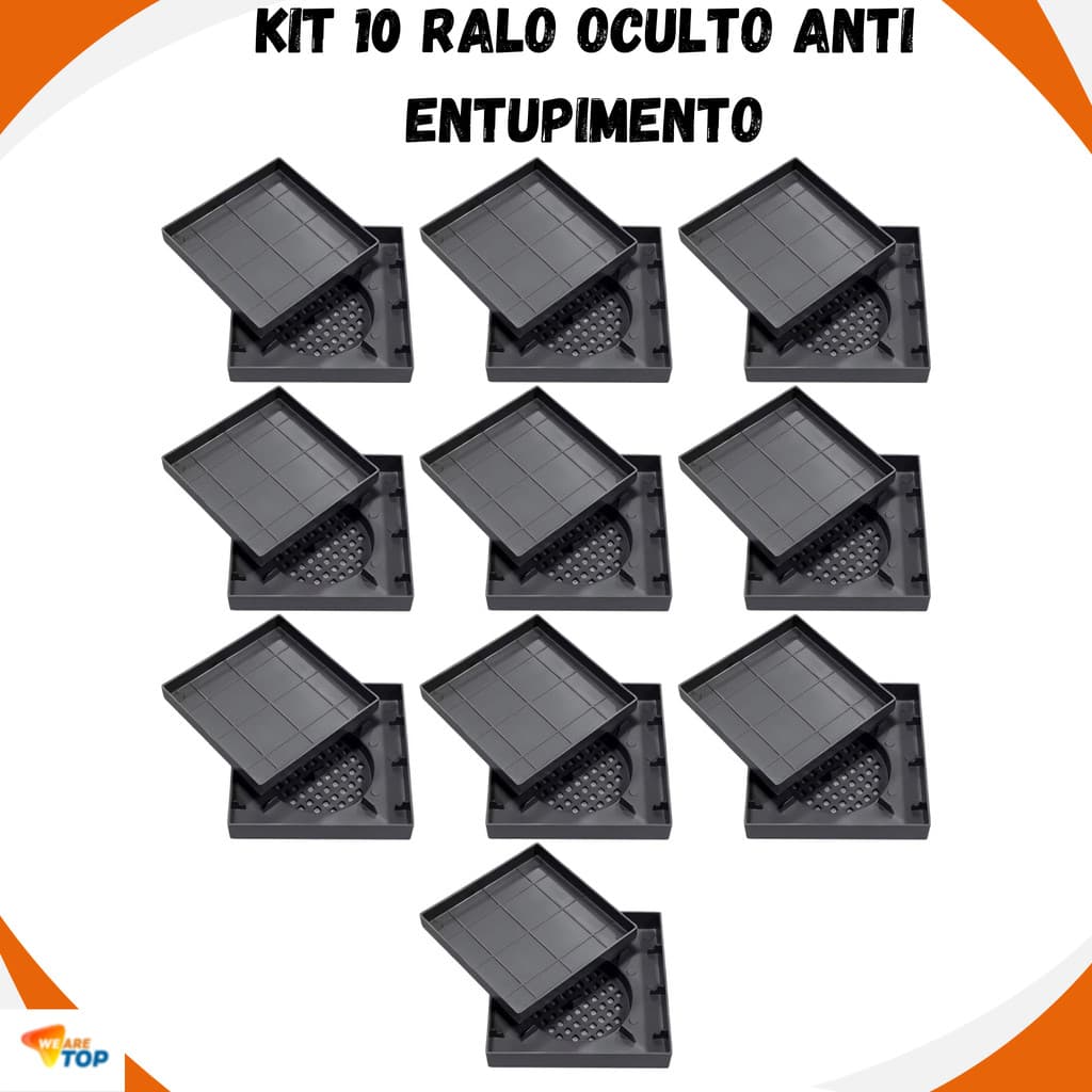 Kit 10 Ralo 15x15 Protetor de Ralo Banheiro Anti Entupimento Anti Odor Ralo Oculto Filtro de Cabelo Universal  Top