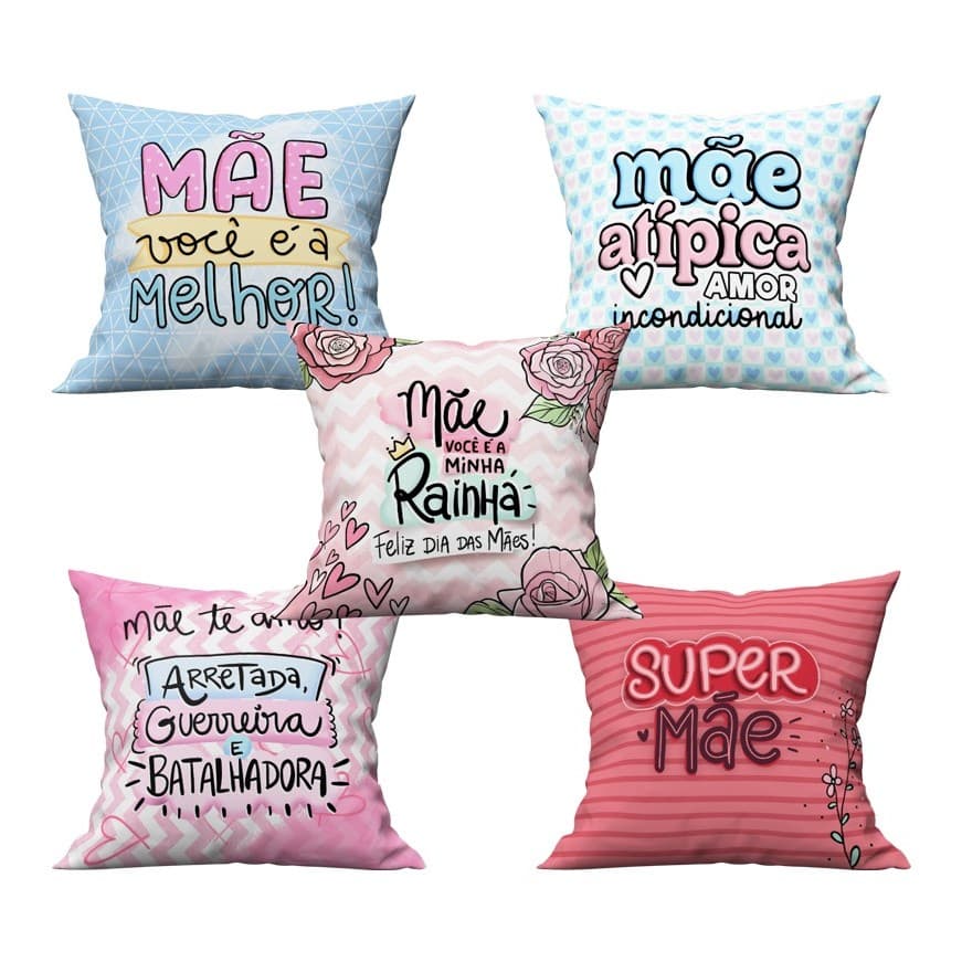 Kit Almofada Dia Das Mães Almofadas para Cesta Presente Melhor Mãe  Do Mundo 20x20 cm