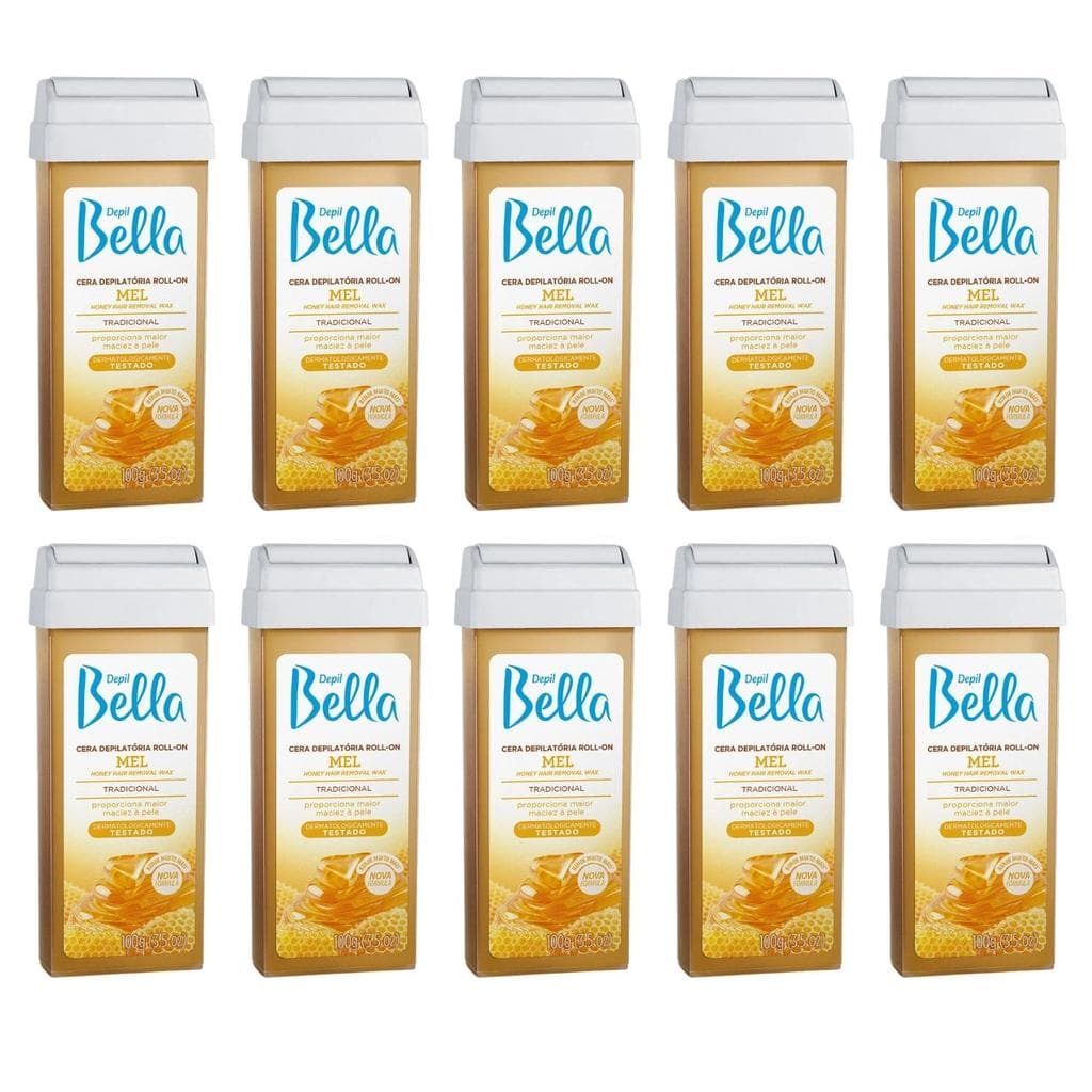 Cera Depil Bella Roll-on Mel 100g Kit com 10 Unidades