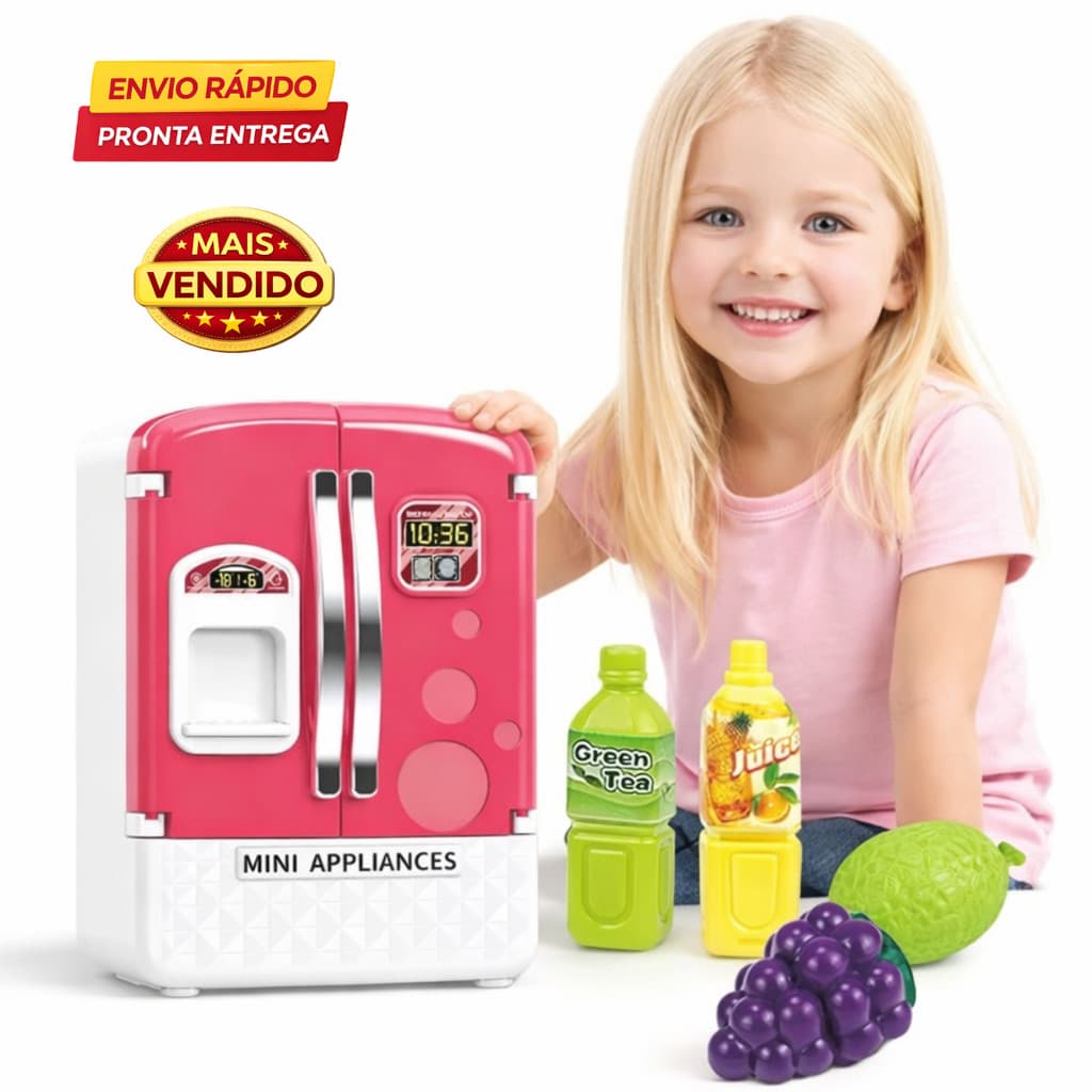 Mini Geladeira Infantil Com Luz E Som Duplex Brinquedo Play Surpresa de Brinquedo