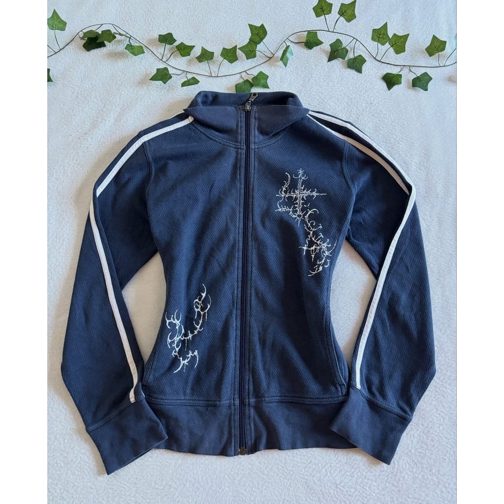 Tokyo Harajuku Retro Azul Marinho Gola Zíper Moletom Com Capuz Estampa Geométrica Emagrecimento Casaco Curto Feminino