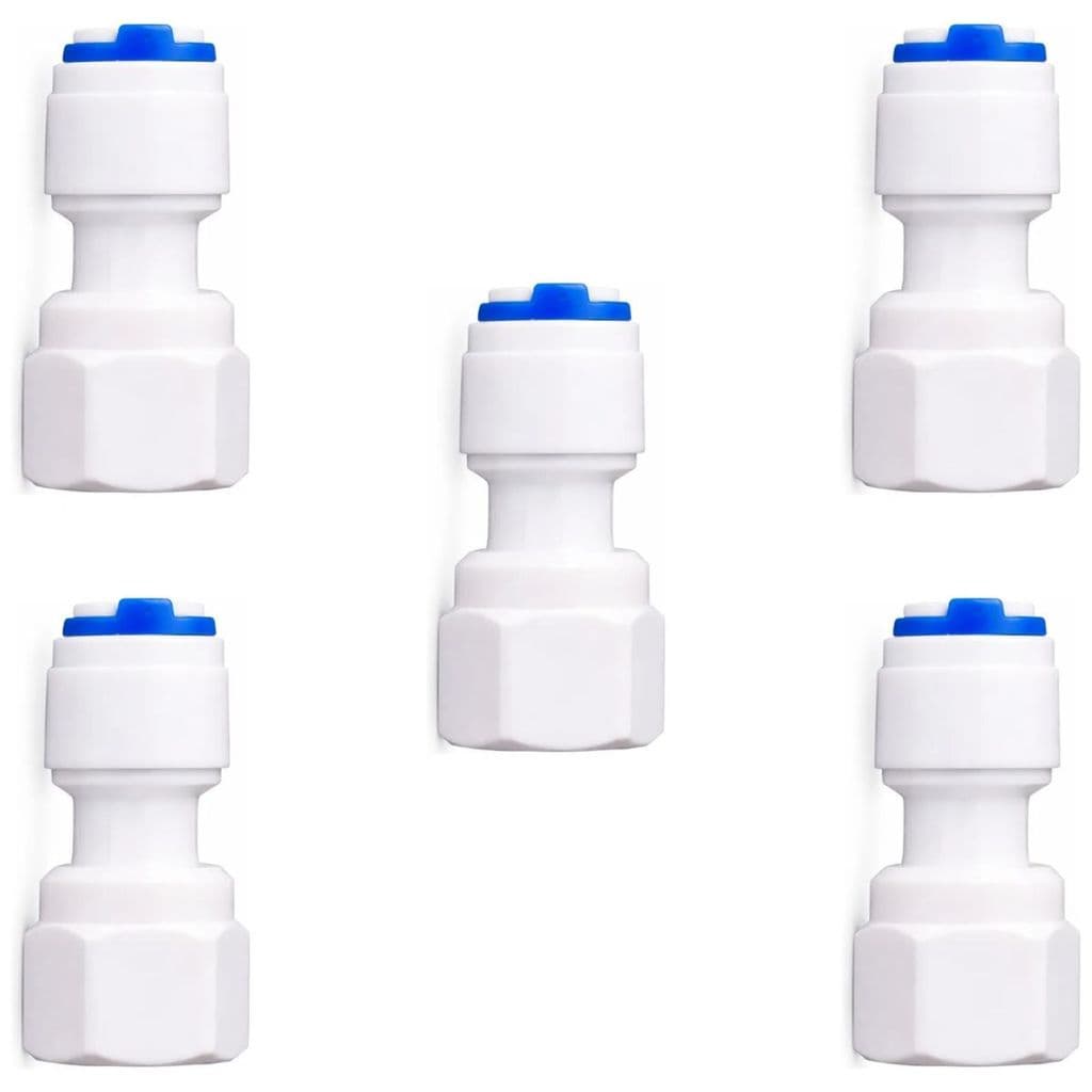 KIT 5 Conector Reto Engate Rápido 1/4" x Rosca Fêmea 3/8" para Filtro de Água Alta Resistência