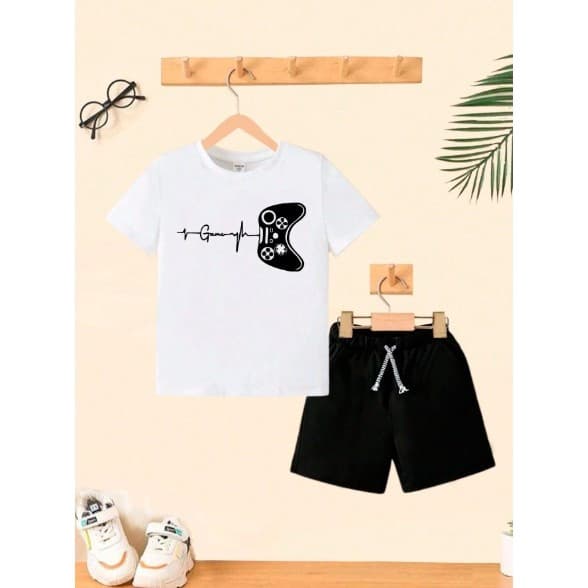 Conjunto Infantil Menino Camiseta E Bermuda Game Roupa Conjunto De Bermuda Juvenil Conjunto De Bermuda Juvenil