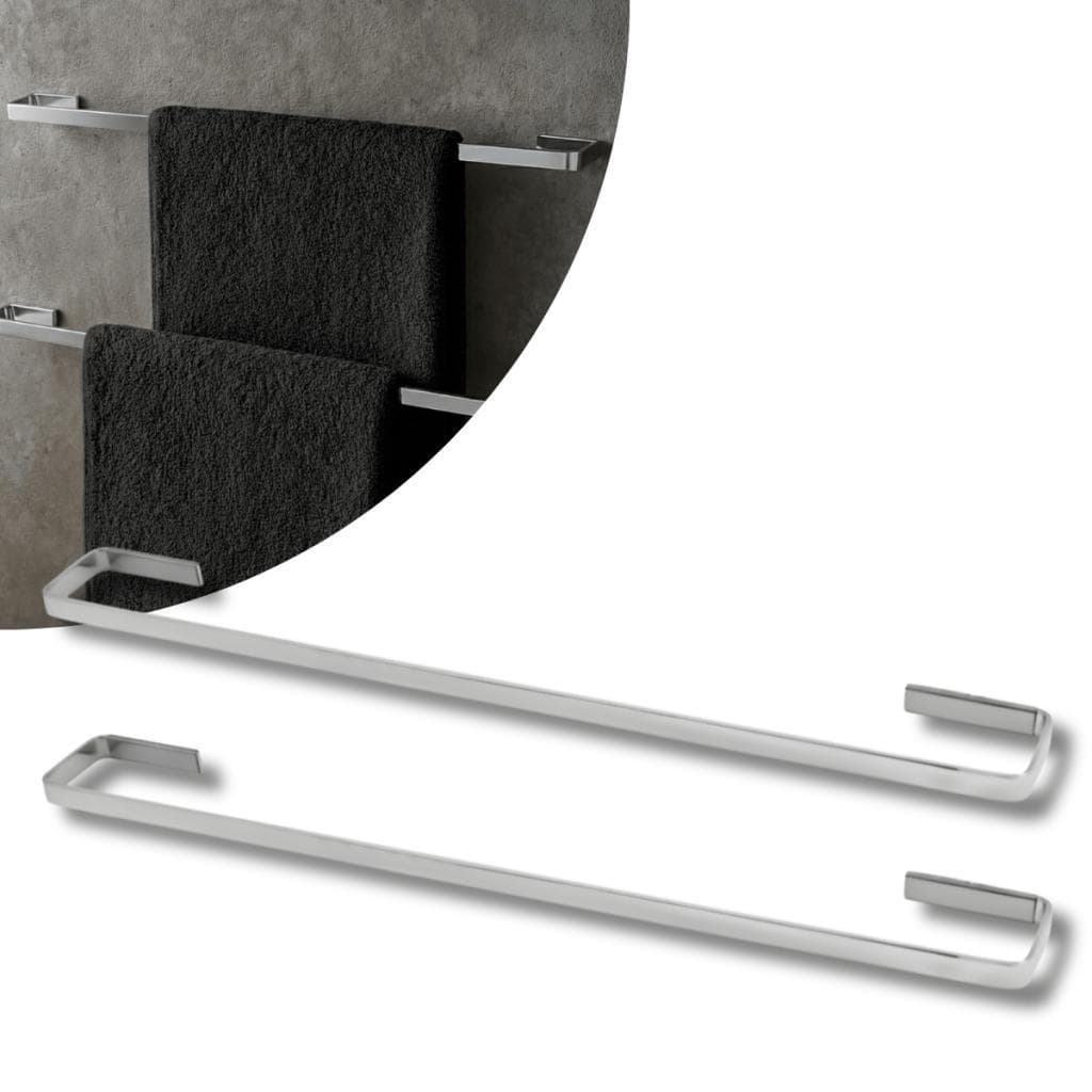 Kit 2x Porta Toalhas Banho Alumínio Inox Stander 50cm Antiferrugem