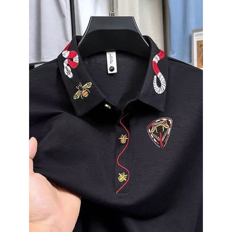 2026 Slim-fit versão coreana masculina de manga curta camiseta lapela negócios moda etiqueta bordada novo produto plo ca