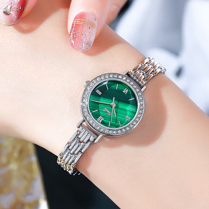 GEDI Light Luxury Fashion Round Quartz Student Senhoras Pulseira de liga Relógio à prova d'água