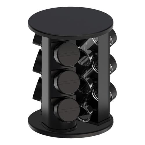 Porta Tempero Condimentos 9 Pote Giratório 360° Organizador Preto