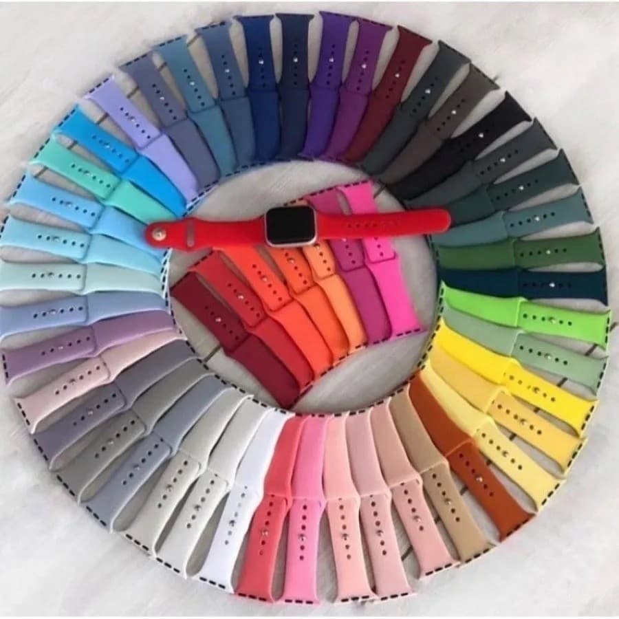 Pulseira Apple Watch Silicone Compatível Relógio 38mm/40mm/41mm 42mm/44mm/45mm/49mm