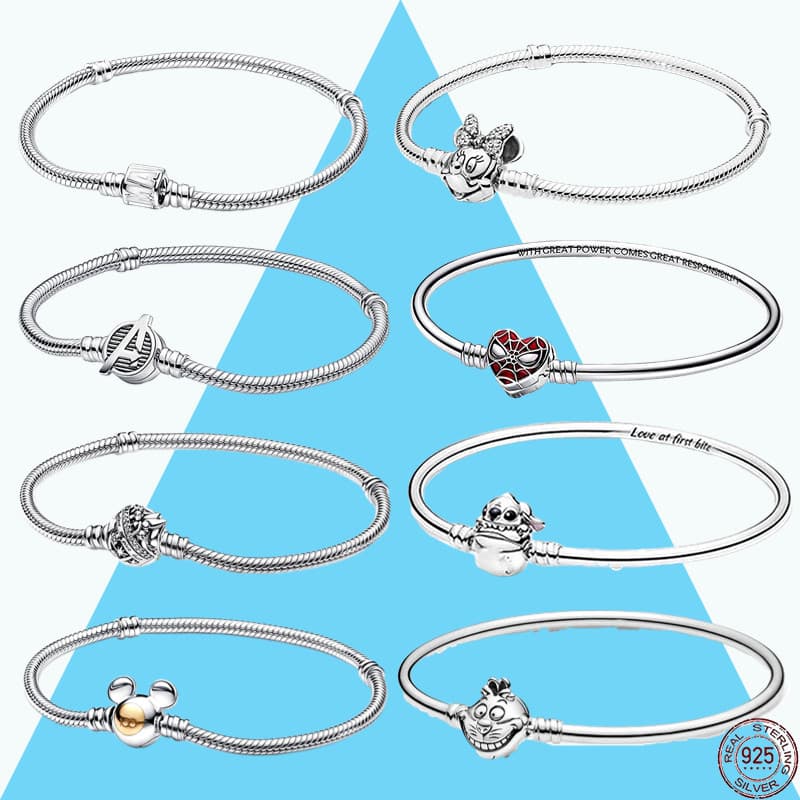 Pulseira Disney Disney Disney 925 Sterling Silver Bracelet Momento Espumante Marvel Spiderman e Mickey Mouse Cobr