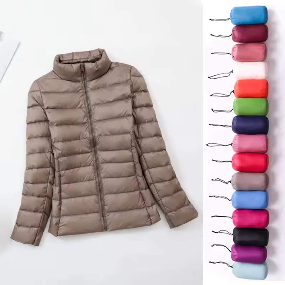 Plus Size Luz Para Baixo Jaqueta Feminina Pano Interno Outono Inverno Fino Curto Gola Quente Pato Branco Casaco Feminino