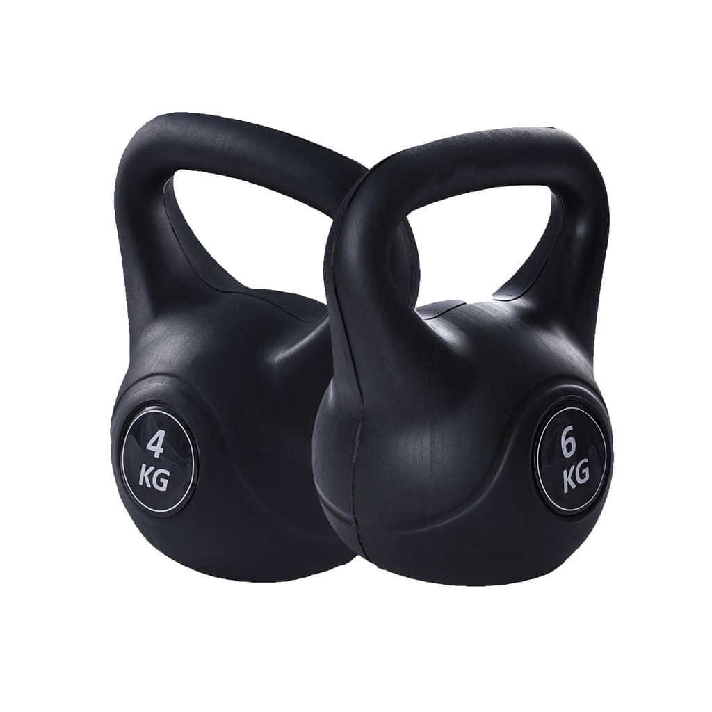 Kit 2 Pesos Kettlebell Para Treino Funcional 4kg E 6kg Preto Crossfit Musculação