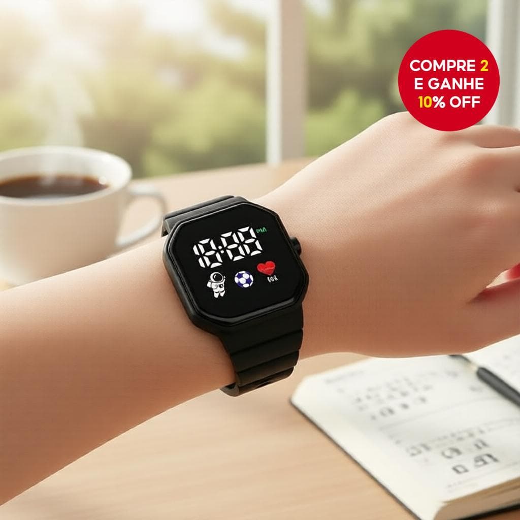 Conjunto de 6 relógios digitais LED para mulheres com pulseira de silicone e enfeite de borboleta, elegante para uso