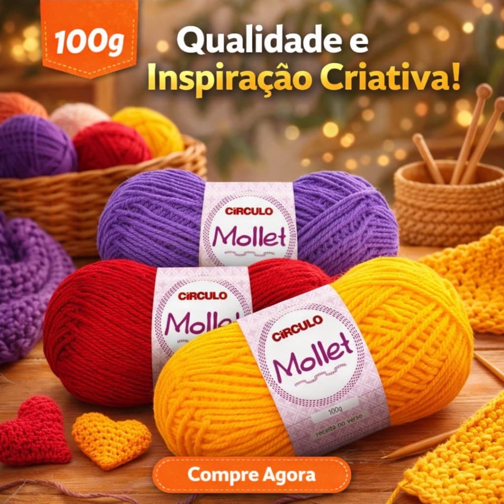 Lã Mollet Círculo 100g – Fio Macio para Tricô Crochê Artesanato Amigurumi