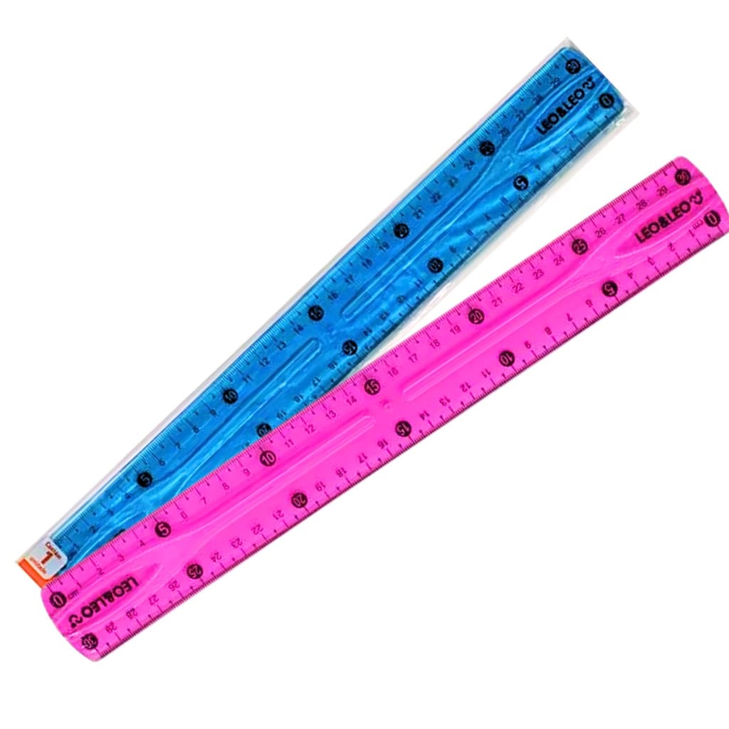 Kit 2 Réguas Flexíveis 30cm Leo & Leo Coloridas Não Quebra