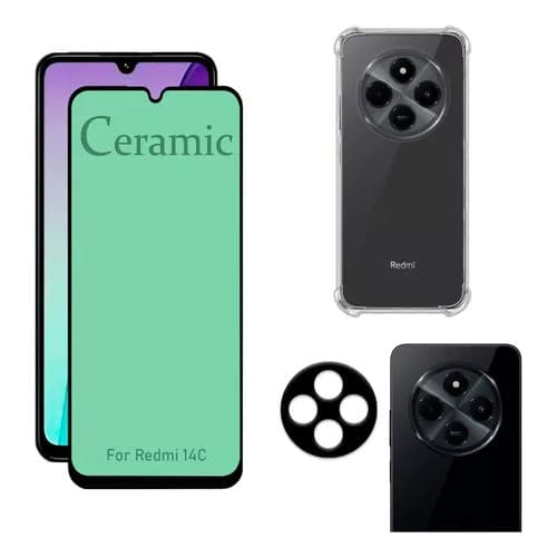 Kit Para Xiaomi Redmi 14C - Película Cerâmica + Capa Tpu + Câmera
