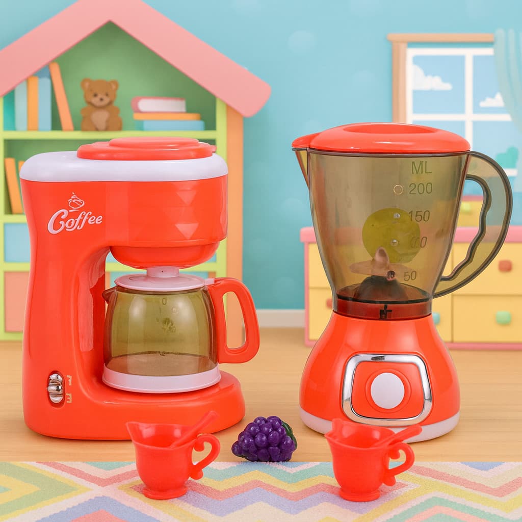 kit infantil De Cozinha  Brinquedos  Cafeteira E Liquidificador funcional