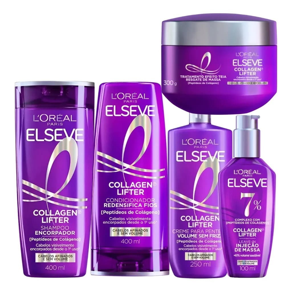 KIT ELSEVE COLLAGEN LIFTER COMPLETO 5 ITENS SH E COND 400ML