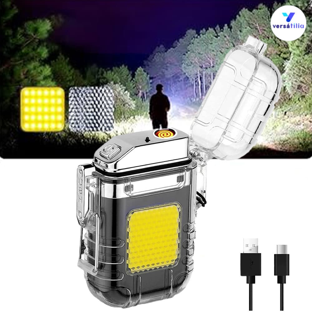 Isqueiro Elétrico LED Recarregável Portátil Leve Seguro Não Queima Design Inovador