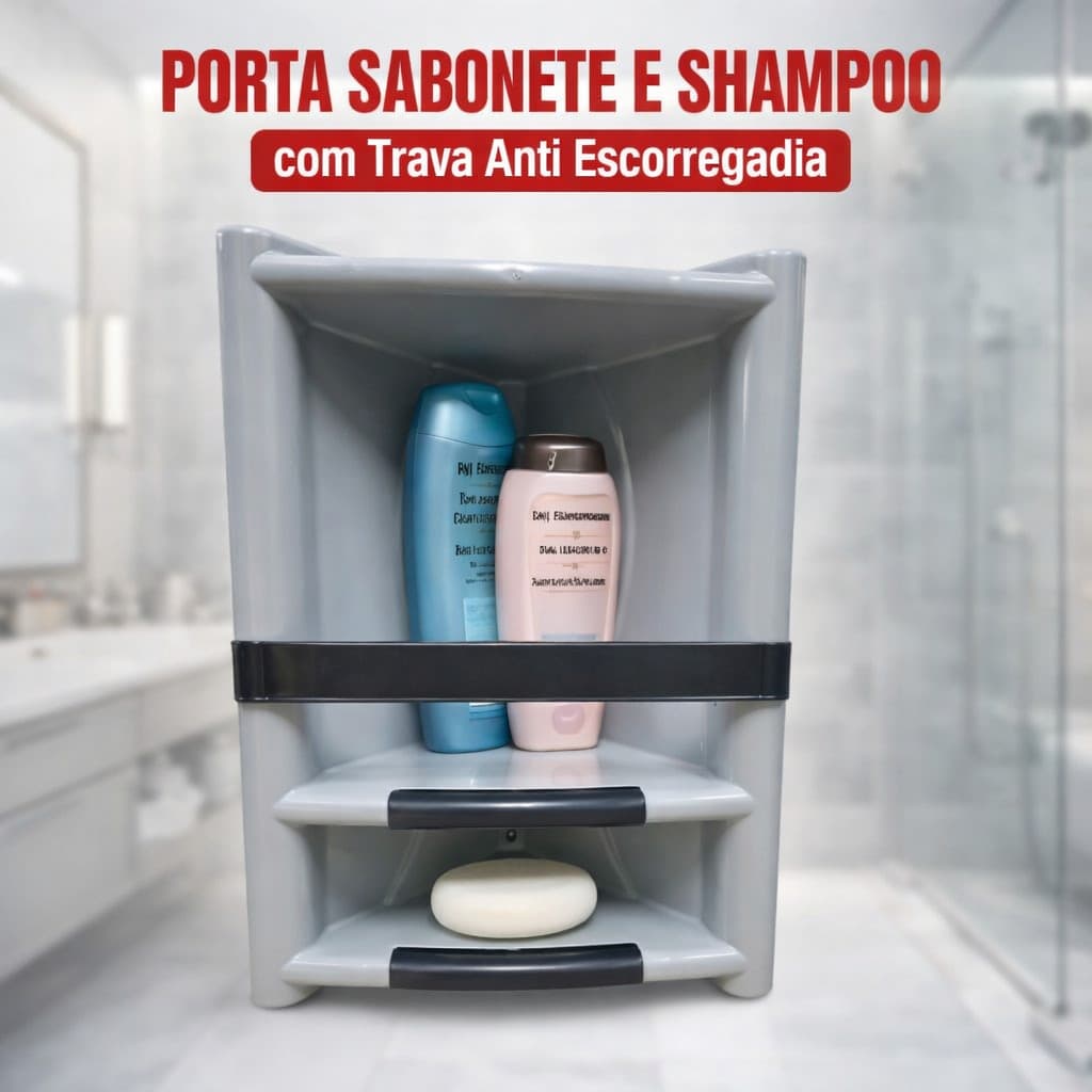 Suporte Preto Porta Shampoo Condicionador Sabonete de Parede Banheiro Box Cantoneira