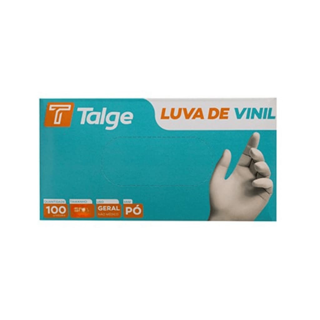 Luva Procedimento Vinil Sem Pó Talge Transparente 100un - Hipoalergênica Ambidestra Estética Odonto