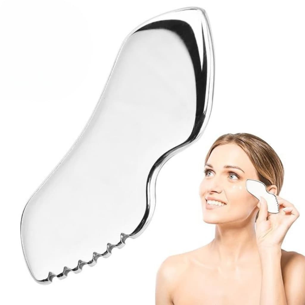 Placa de Massagem em Aço Inox Profissional Massagem Linfática Gua Sha