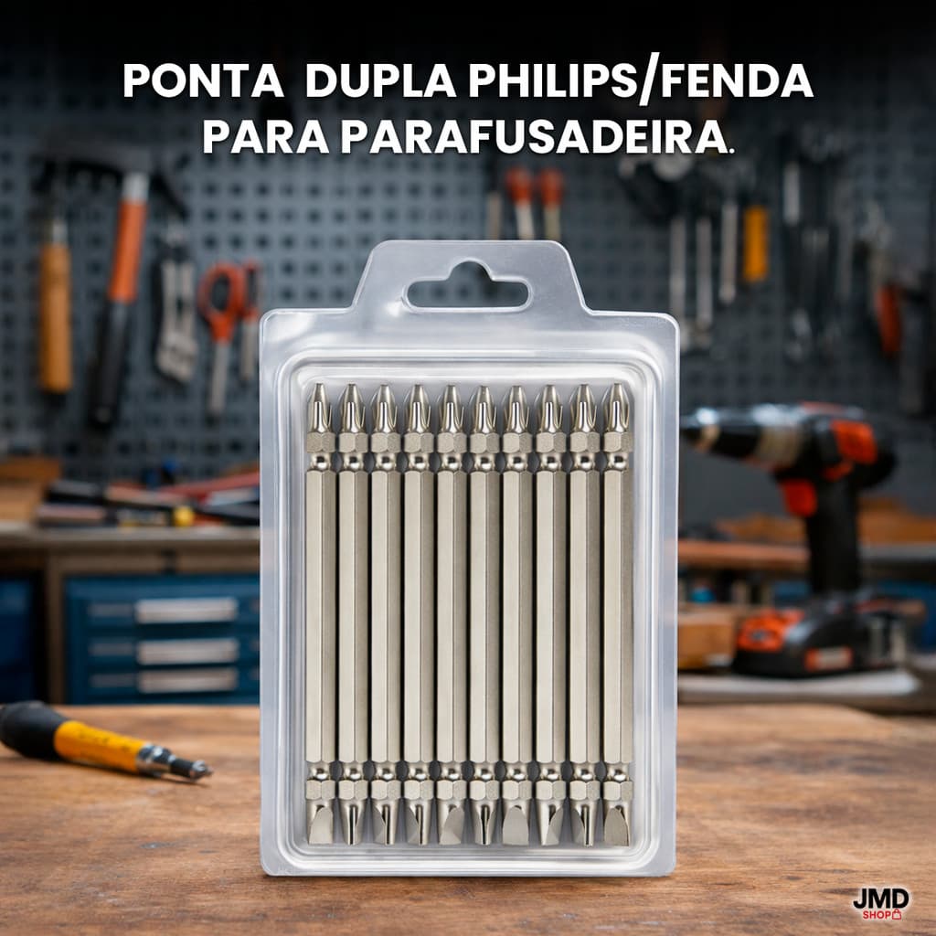 Ponta Dupla Philips/Fenda para Parafusadeira PHS x SL6 1/4" 110mm Imantada