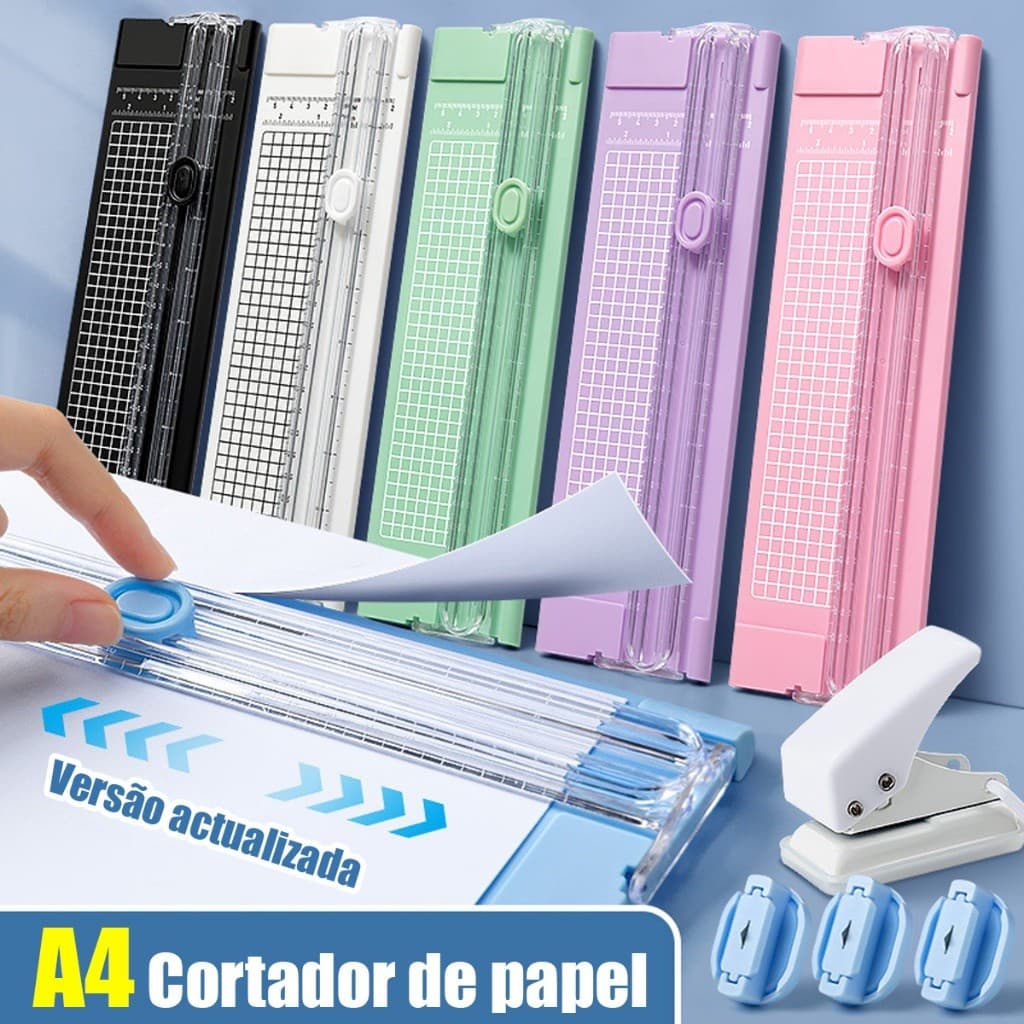 Guilhotina Portátil de Papel A4 para Cortador Profissional com Lâmina de Precisão para Escritório, Scrapbook e Artesanat