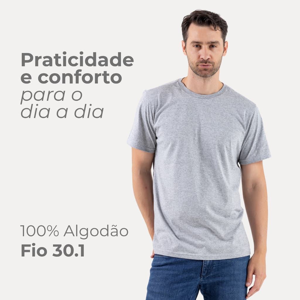 Camiseta Básica Masculina Lisa 100% Algodão 30.1
