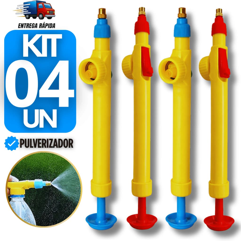Combo Pulverizador Manual Acoplável Garrafa Pet Pressão Borrifador Com Mangueira Bico Jato Regulável Sortidas