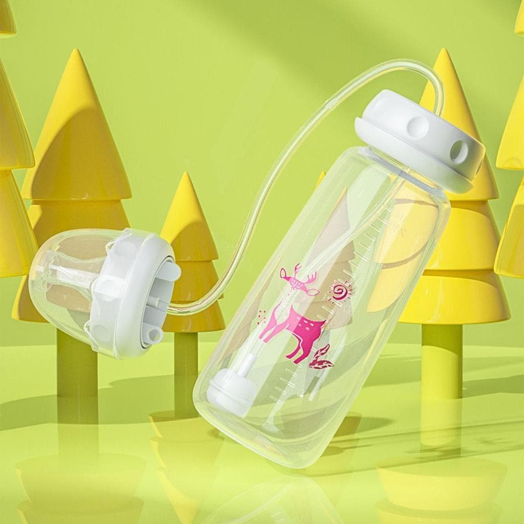 Garrafa Infantil 240ml De Silicone À Prova De Vazamento Com Canudo De Mamilo Portátil De Água Para Meninos Meninas