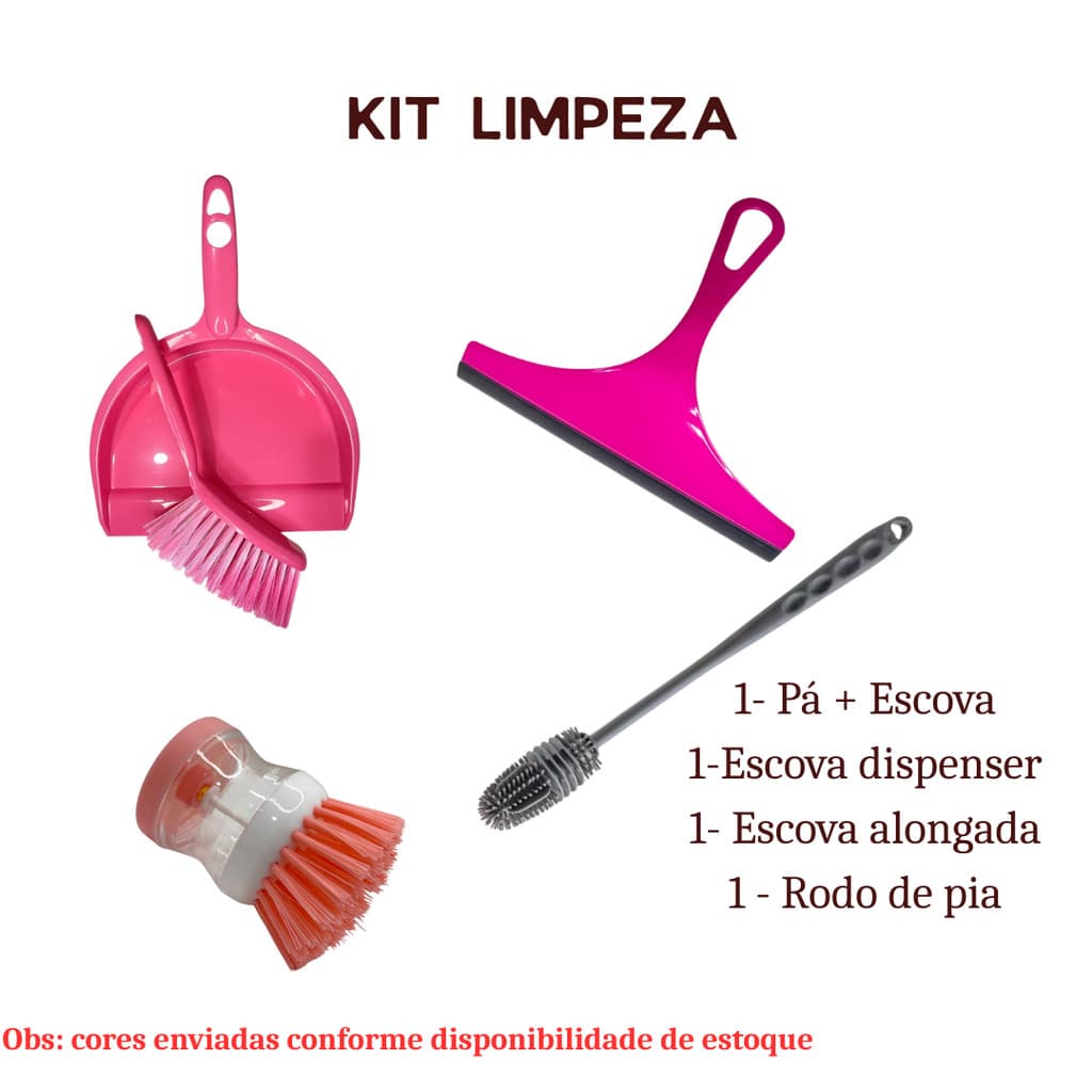 Kit Pá com Escova Kit Limpeza Box Cozinha Garrafas Louça Escova dispenser escova garrafa rodo de pia