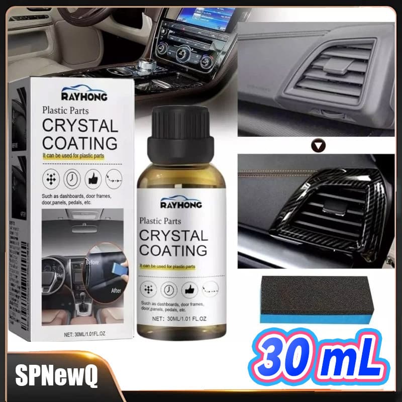 Restaurador de Plásticos Automotivos Revestimento de Cristal para Carro - Painel Portas Brilho Duradouro Proteção 30ml
