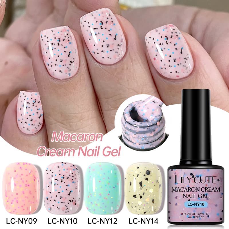 LILYCUTE 7ml Macaron Creme Unha Gel Polonês Lantejoulas Brilhantes Verniz Da Arte Do Prego UV LED Embeber Suprimentos Ma