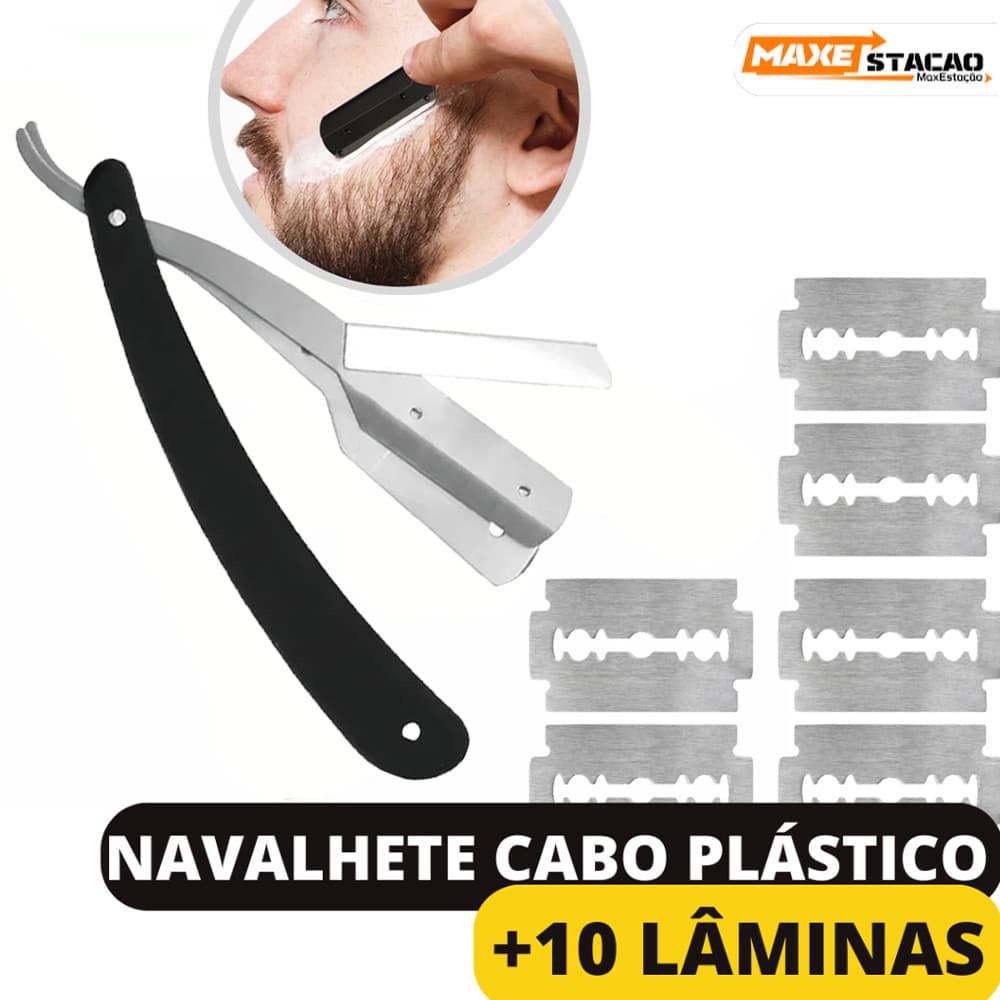 Navalha de Acabamento para Barba com Opção de 10 ou 30 Lâminas - Kit Profissional Completo