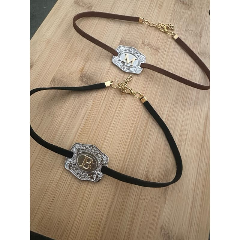 Colar Country Choker Feminina Ajustável Fivela Com Letra