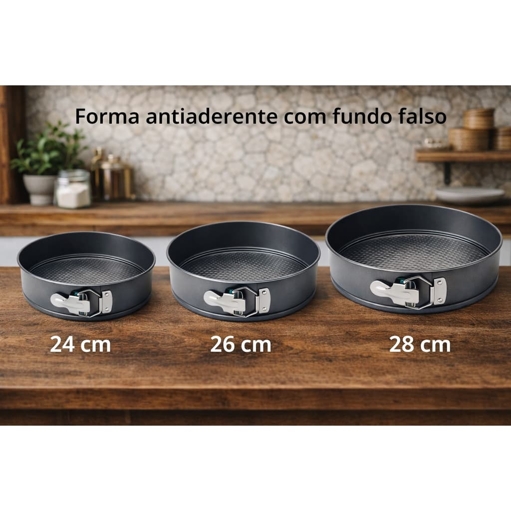 Jogo de Assadeira Antiaderente Kit 3 Unidades com Fundo Removível