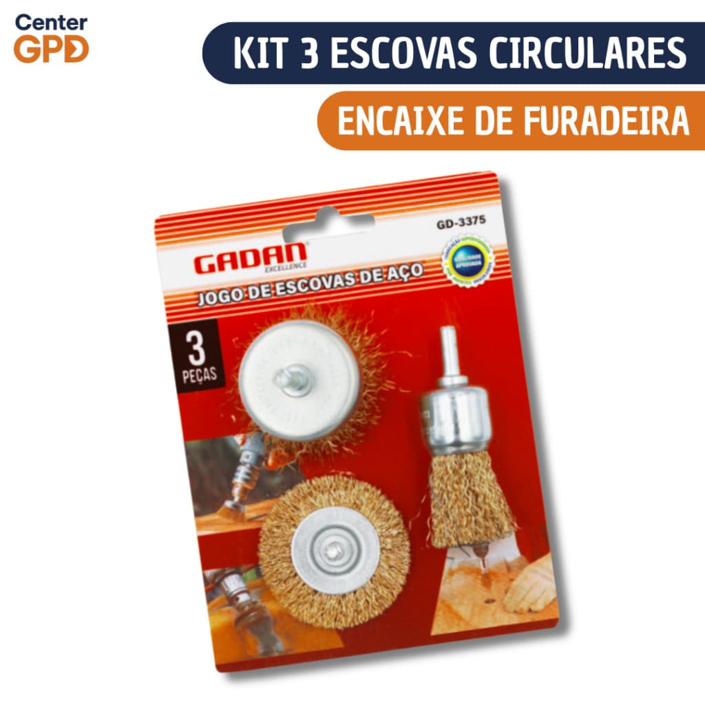 Kit Escova de Aço Circular p/ Furadeira | 3 Peças - Profissional Promoção