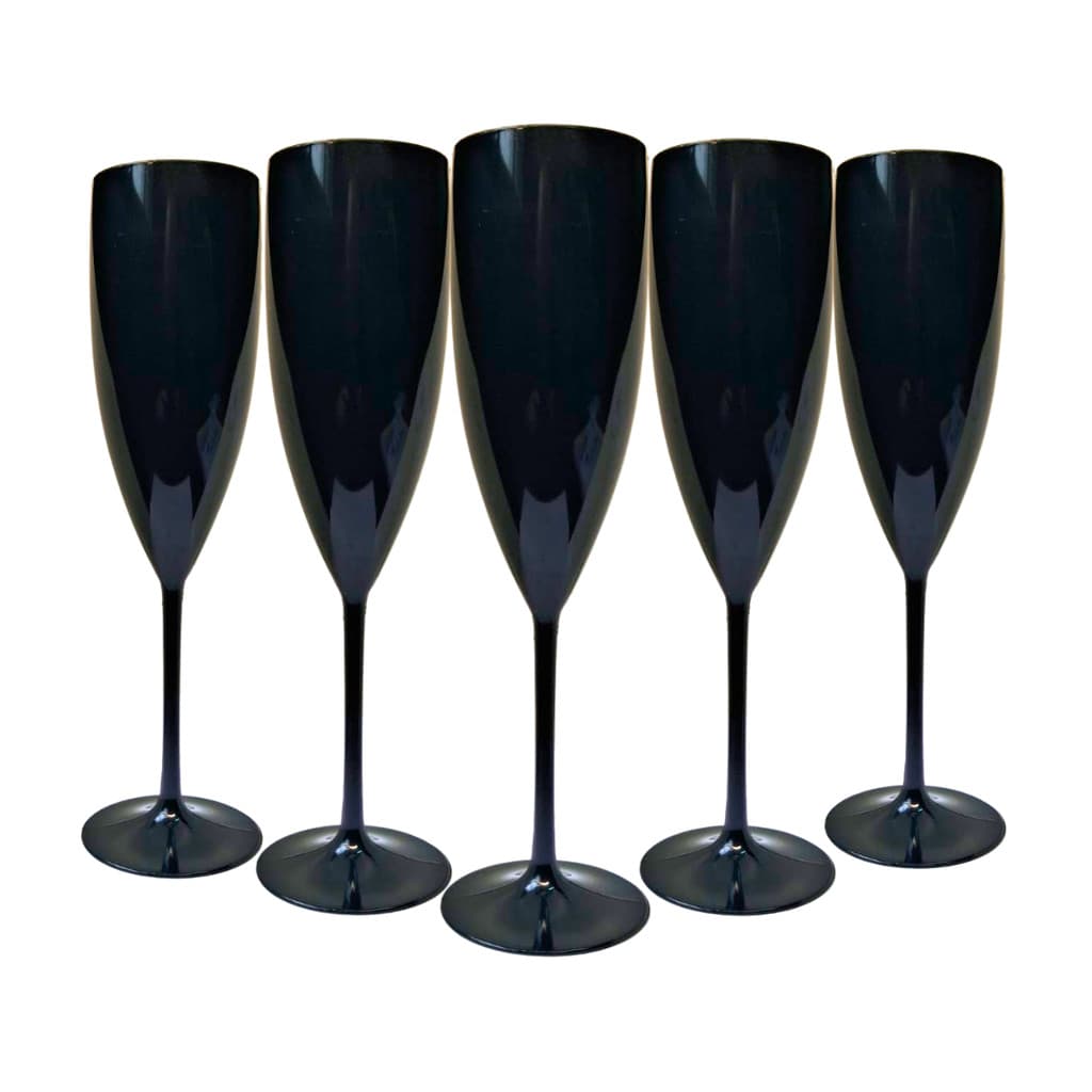 25 Taças De Champanhe Acrílico Solido Preto 160ml Resistente Alta Qualidade e Estilo